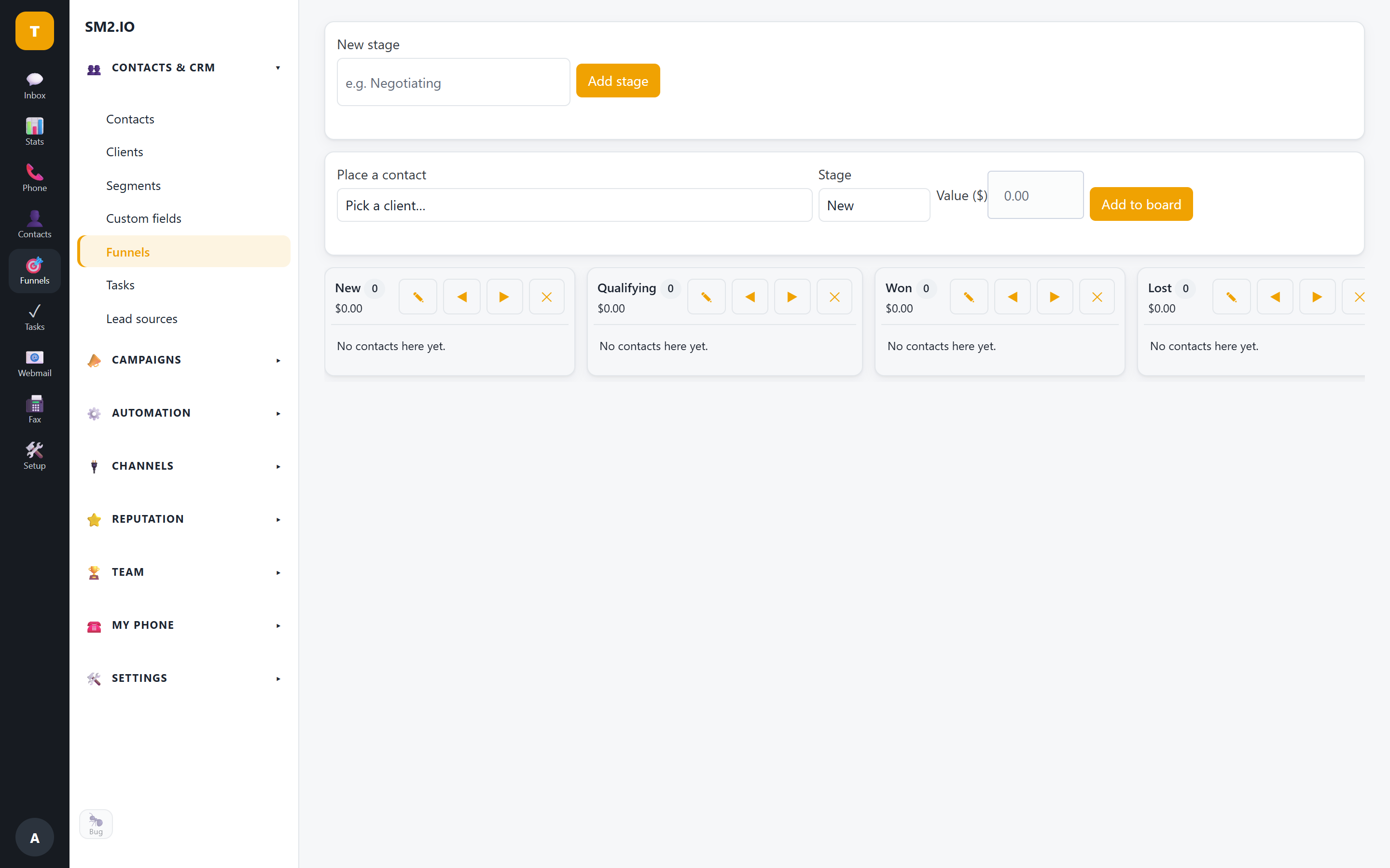 Sales pipeline (funnels) — SM2.IO Sales pipeline (funnels) — SM2.IO