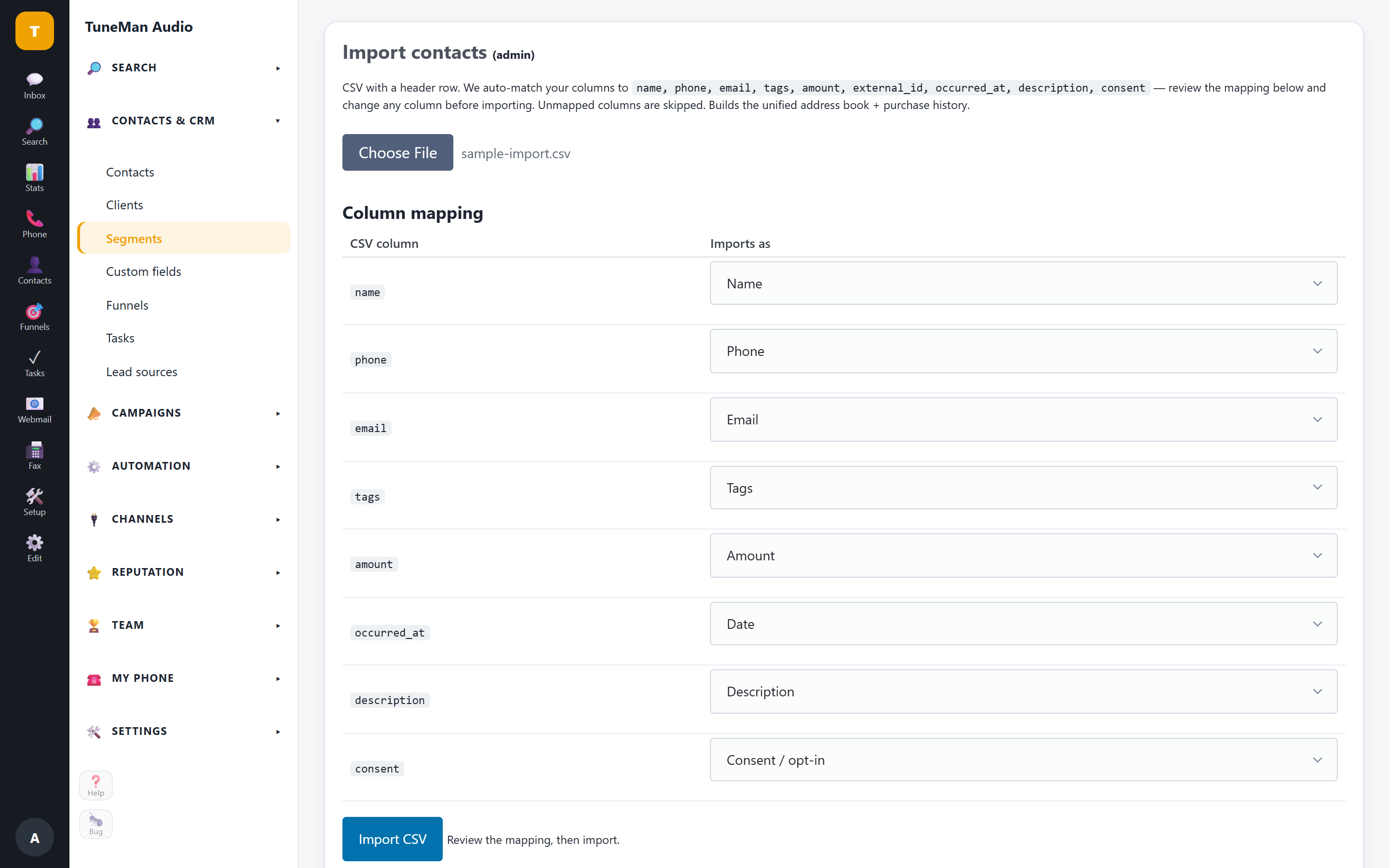 Smart contact import — SM2.IO Smart contact import — SM2.IO