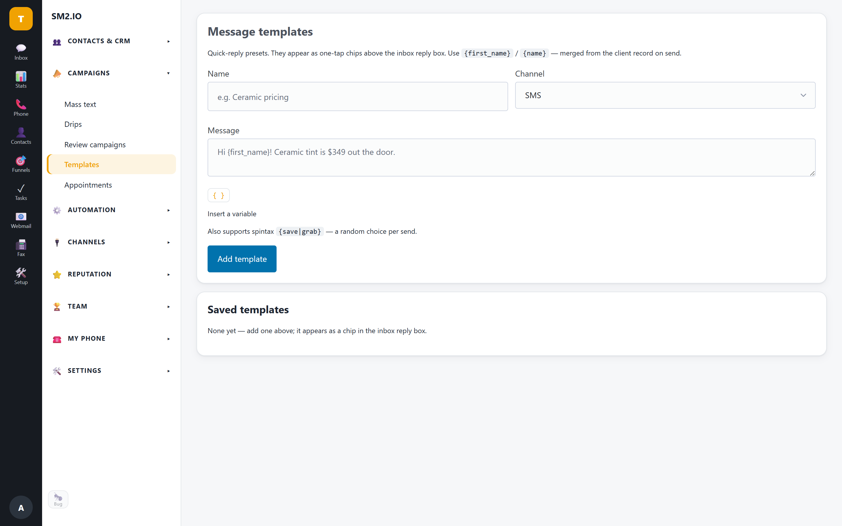 Message templates — SM2.IO Message templates — SM2.IO