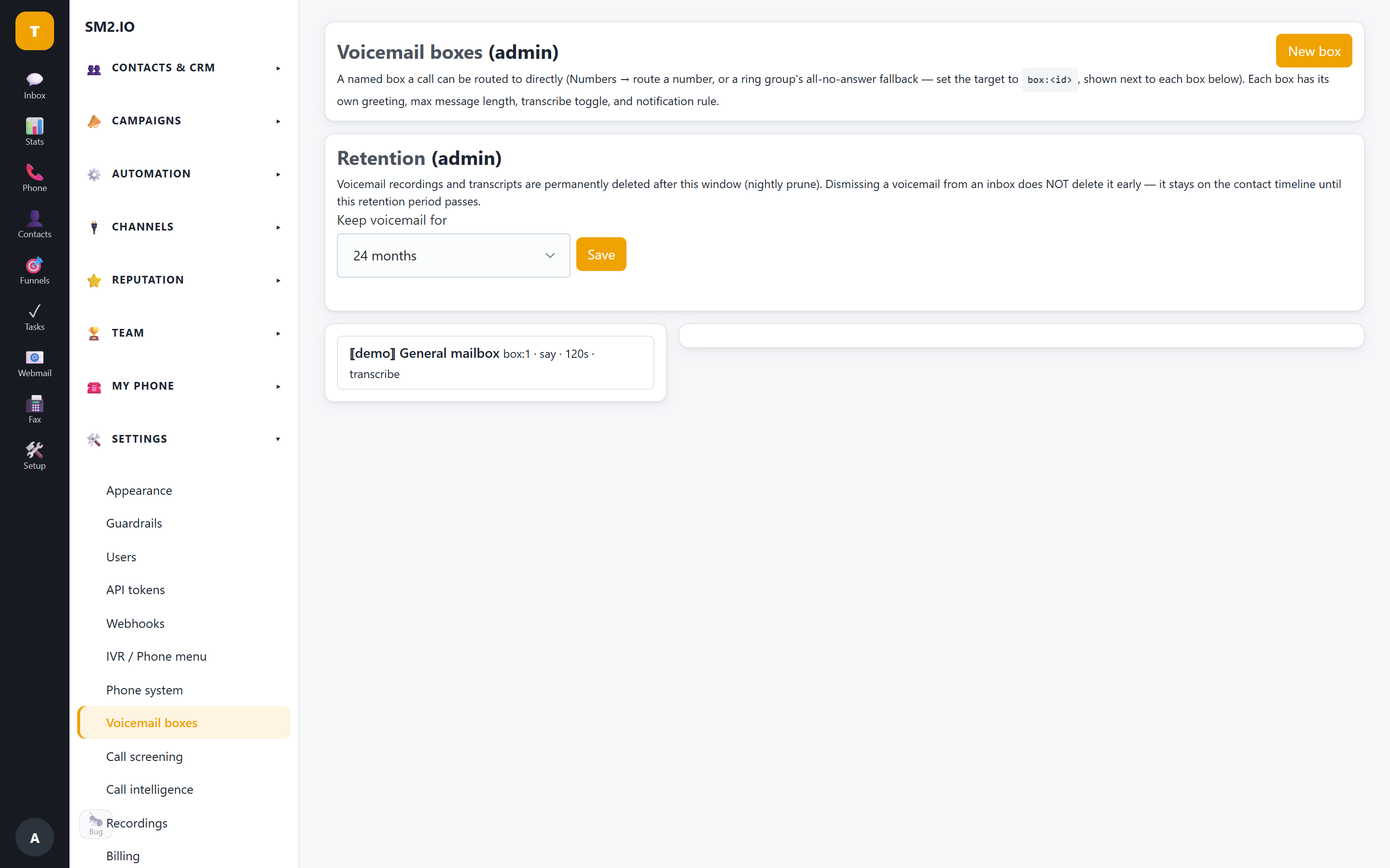 Voicemail boxes — SM2.IO Voicemail boxes — SM2.IO